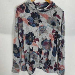 Jennifer Lopez Sweater Womens XXL Marbled/Floral Lightweight Loose Turtleneck
